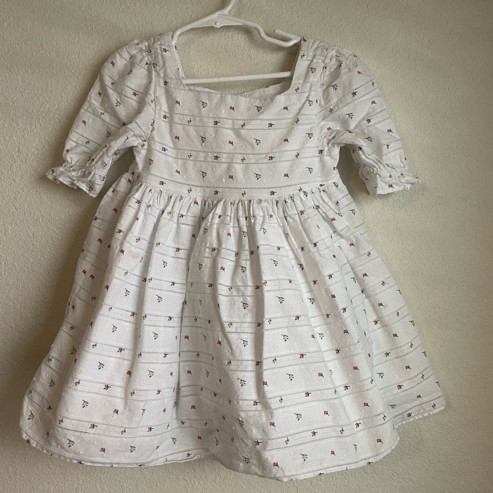 Janie and Jack Floral Swiss Dot Dress size 3 - Picture 2 of 9
